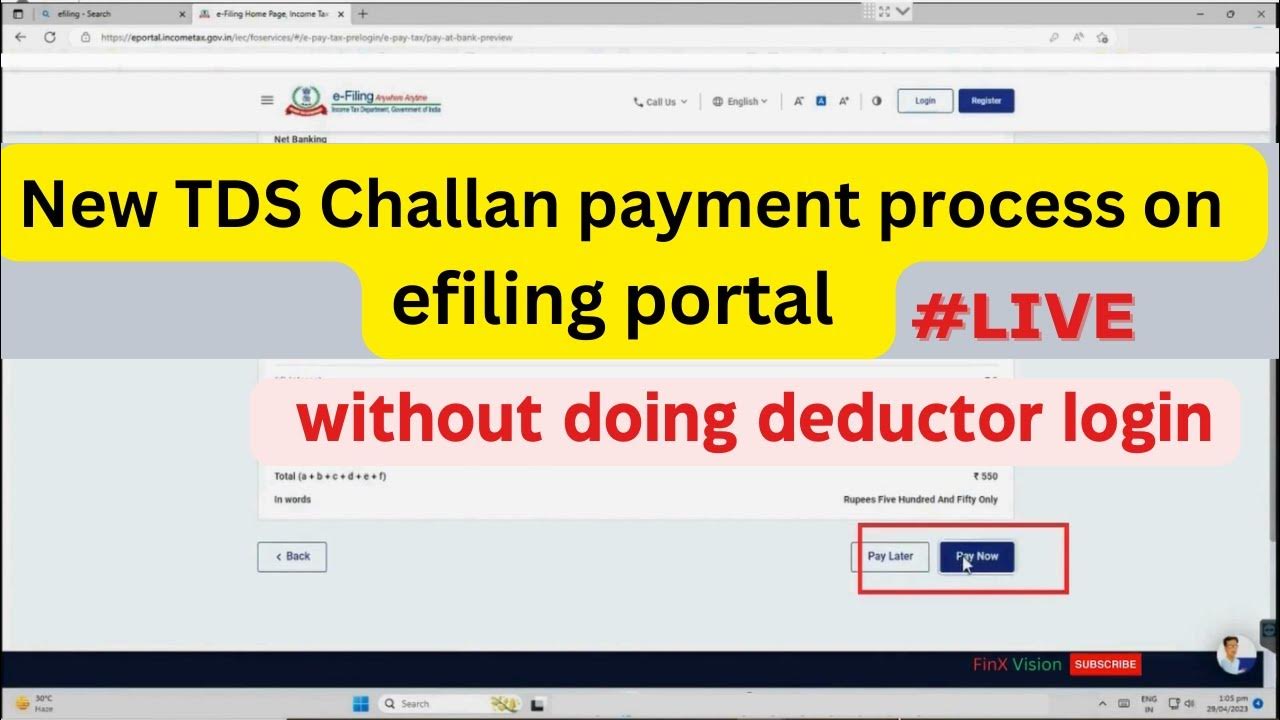 How to pay TDS challan without eifling tax portal login with