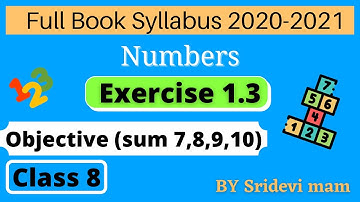 TN class 8 maths chapter 1 Numbers exercise 1.3 objective 8th std full book new syllabus 8th tamil