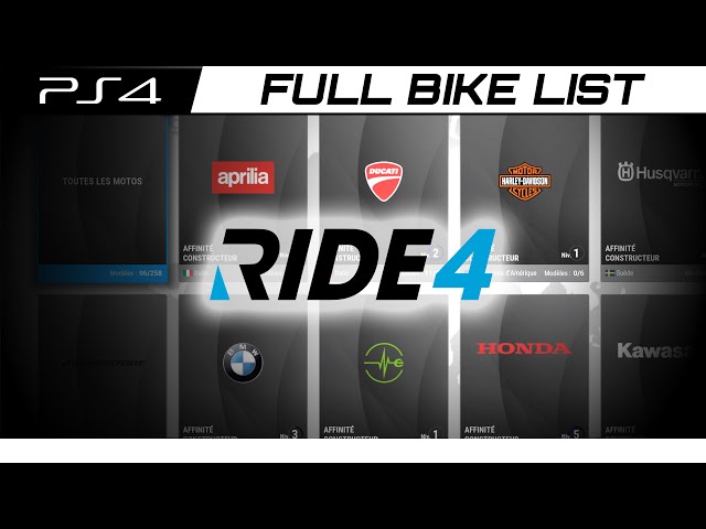 RIDE 4  LISTA COMPLETA de TODAS as MOTOS!! PC, XBOX ONE e PS4 