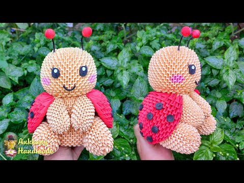 3d origami ladybug , paper ladybug home showpieces , paper craft idea