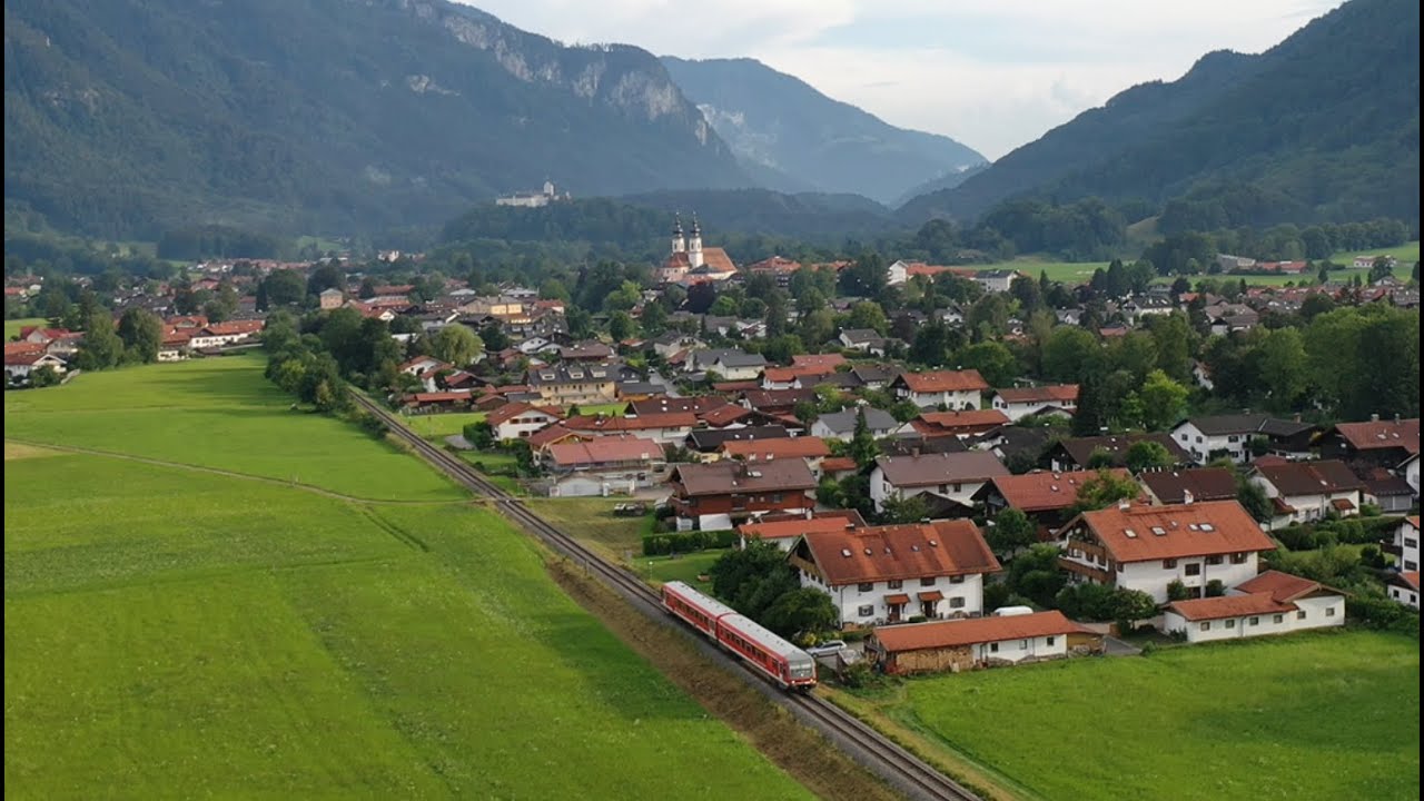 4K+Drohne: BR 628 SOB Traunstein-Waging, Chiemgaubahn Juli 2020