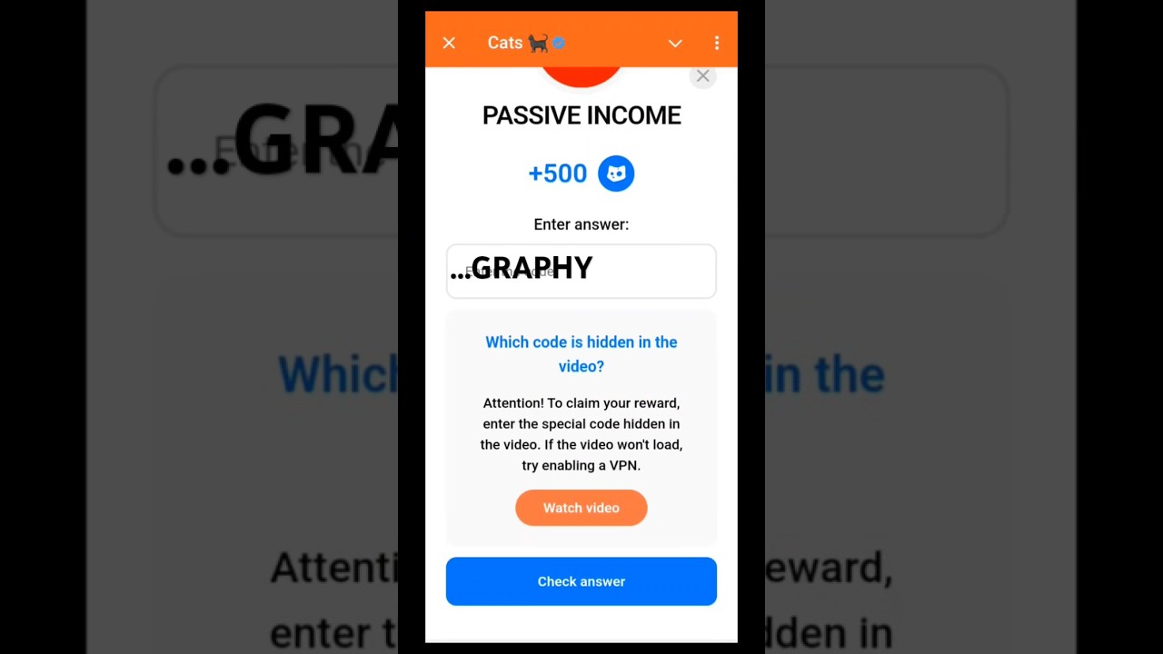 Passive Income Cats Video Code | Cats New Video Code Passive Income |30 October.