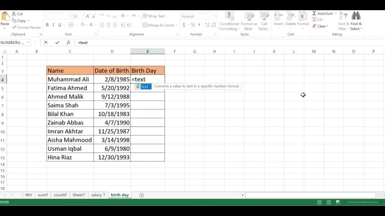 How to find birthday in excel excel function excel formula excel