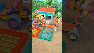 🚜😱 Diy Mini Tractor Pouring Concrete into Pillar Footing | Real Working DIY Model #shorts #ytshorts