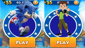 Sonic Dash vs Ben 10 Up To Speed - Movie Sonic vs All Bosses Zazz Eggman All Characters Unlocked