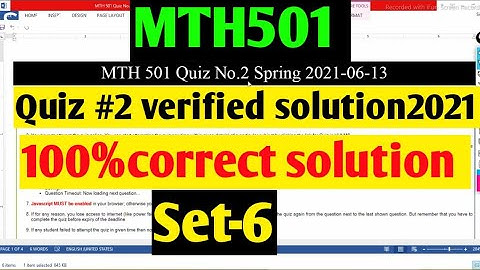 MTH501 :Quiz #2verified solution2021 ||set-6||Maths by Zahfran