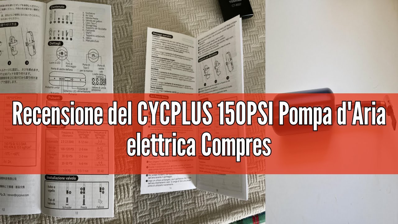 Recensione del CYCPLUS 150PSI Pompa d'Aria elettrica Compressore Portatile Mini Gonfiatore con LED D