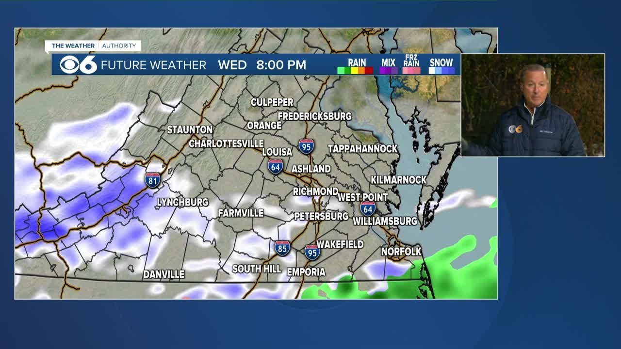 Rain or snow shower possible on this cloudy and cold Wednesday - YouTube