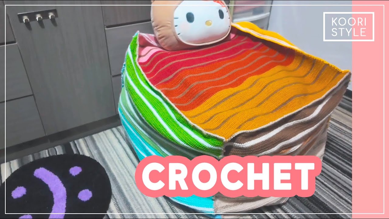 Crocheting a Bean Bag Chair for Storage: Using All My Yarn Stash 🧶✨ •ᴗ•