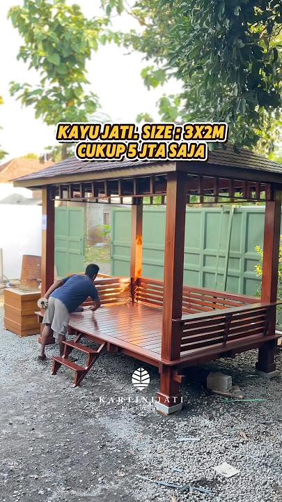5 juta buat dp gazebo kayu jati minimalis. #gazebo #rumahjoglo #saung