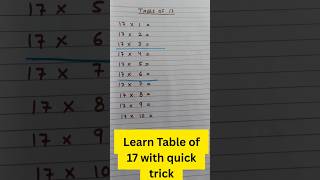 Learn Table of 17 in Seconds |Trick to Memorize Multiplication Tables  #easylearning #multiplication