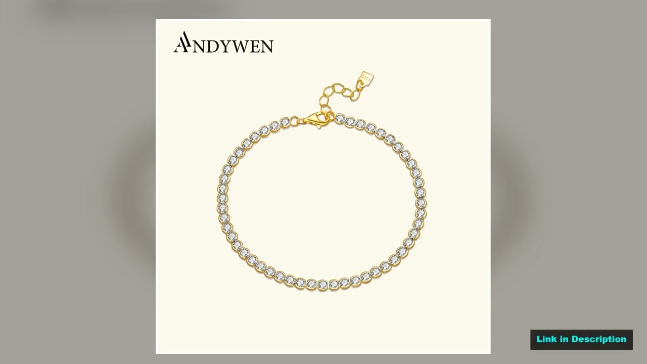 ANDYWEN New 925 Sterling Silver Gold Zircon Charm Chain Bracelet Women Crystal White CZ Soft