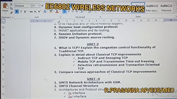 EC6802 - WIRELESS NETWORKS