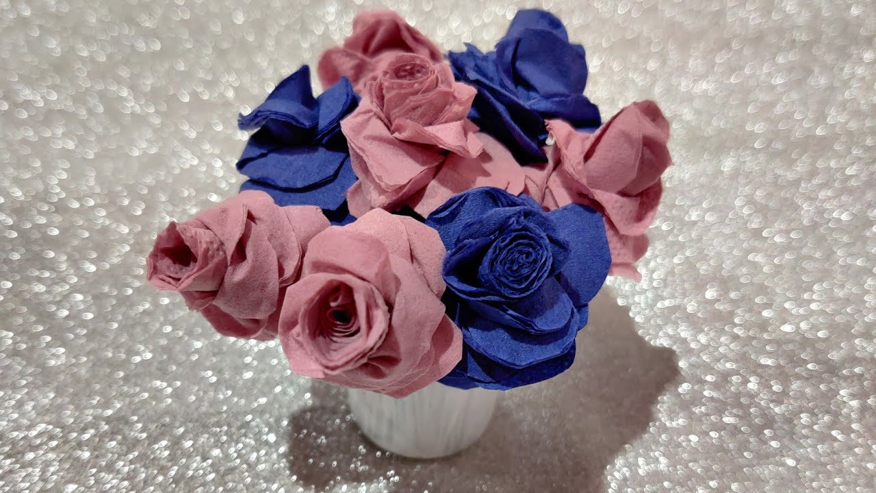 Roses using colorful paper towels - YouTube