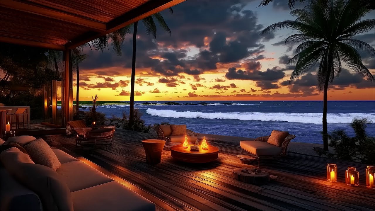Seaside Night Jazz Ambience In Super Luxury Porch with Fireplace. Enjoy Smooth Jazz Piano by the Sea Seaside Night Jazz Ambience In Super Luxury Porch with Fireplace. Enjoy Smooth Jazz Piano by the Sea