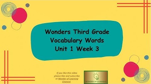 Wonders 3rd Grade Vocabulary Words U1 W3
