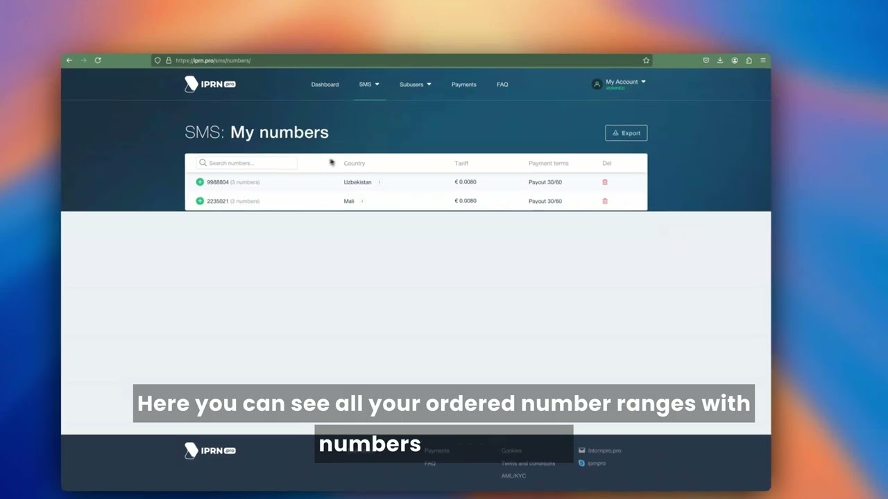 4. IPRN.pro: Order Numbers - Access and Acquire Premium Rate Numbers