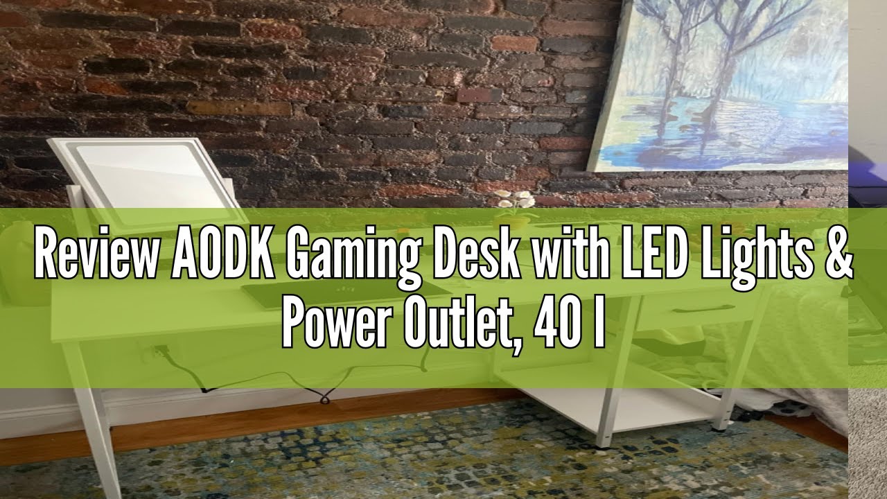 Review AODK Gaming Desk with LED Lights & Power Outlet, 40 Inch ...