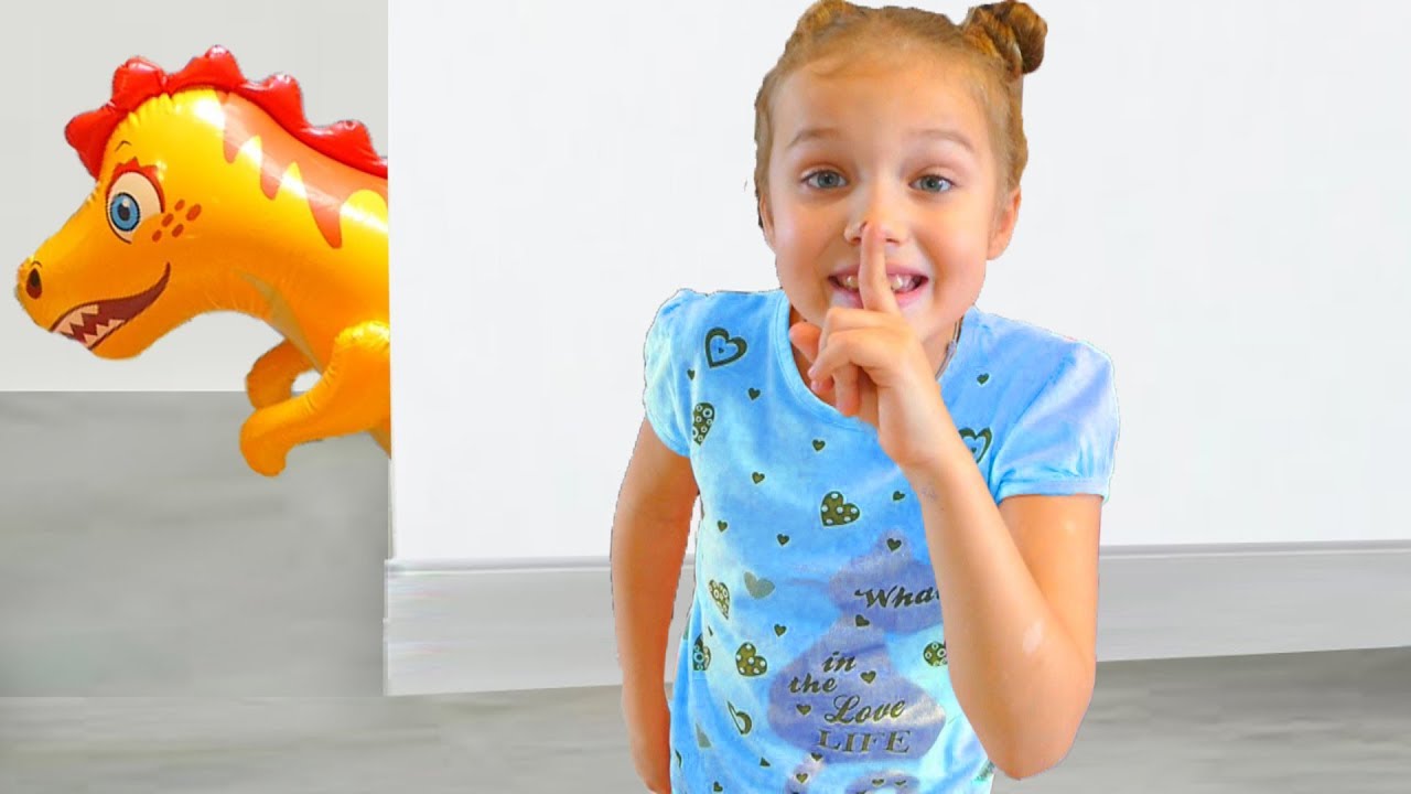 vladivostok Niki and Dinosaur Inflatable Toy play Hide and Seek