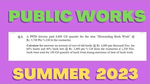 PIPFA Public works Paper 2023 || Numerical  PIPFA Public works || Public Works Past Paper solved