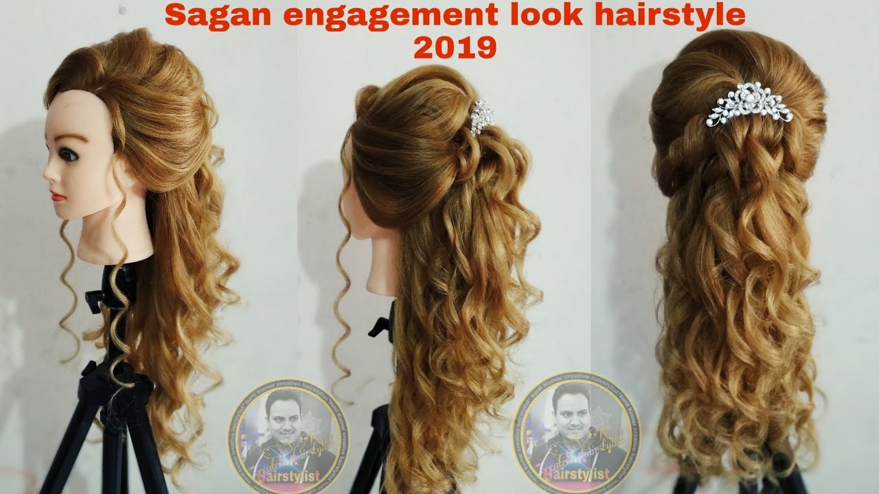 Latest Sagan Engagement Look Hairstyle 2019 Open Simple Elegant Hairstyle For Wedding Open Style