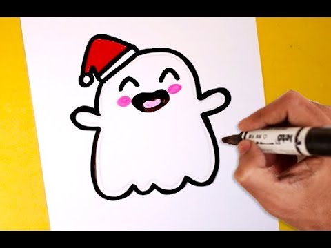 How To Draw A Cute Christmas GHOST - YouTube