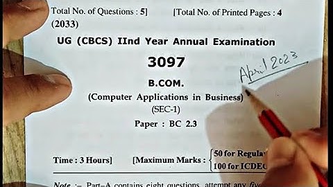Computer Applications In Business Bcom 2nd year question paper 2023  annual examination || Hpu