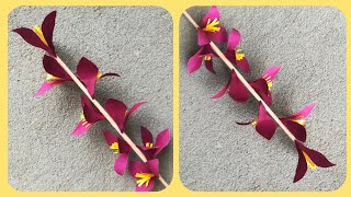 How to Make Beautiful Flower Stick|DIY Paper Flower|Orchid|Paper Crafts Tutorial|World of Artifact