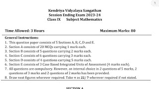 CLASS-9 MATHS / SEE 2024 / Annual Exam Question Paper / TERM-2/ KV CBSE / Kendriya Vidyalaya