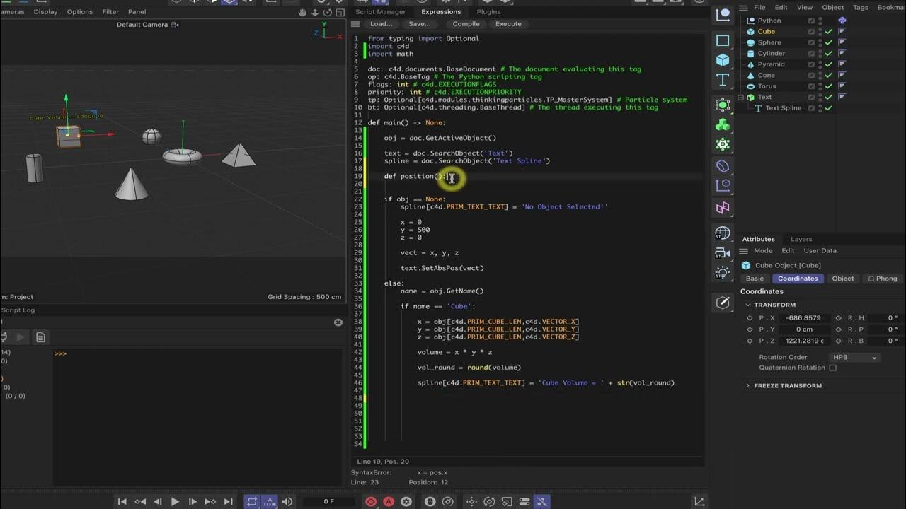 Cinema 4D Python Tutorial 15: Object Volume Calculator (Python Tag ...
