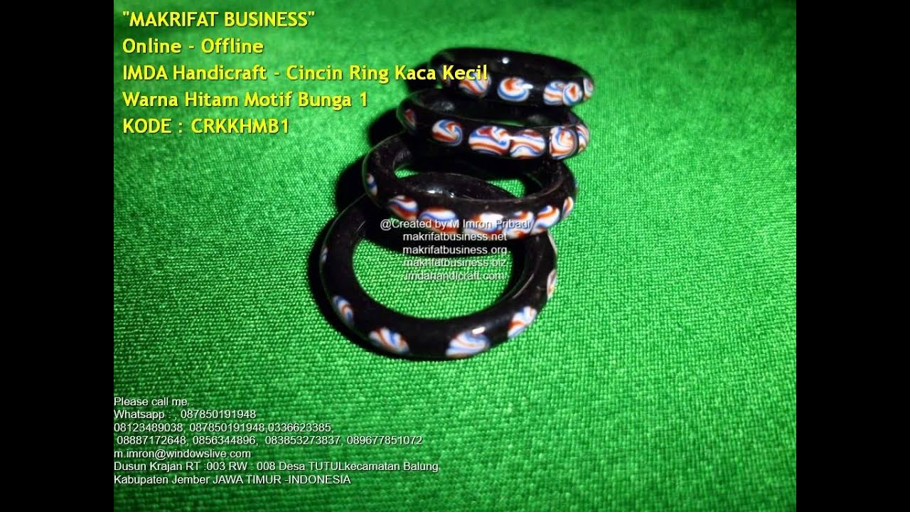 Cincin Ring Kaca Kecil Warna  Hitam  Motif Bunga  1 YouTube