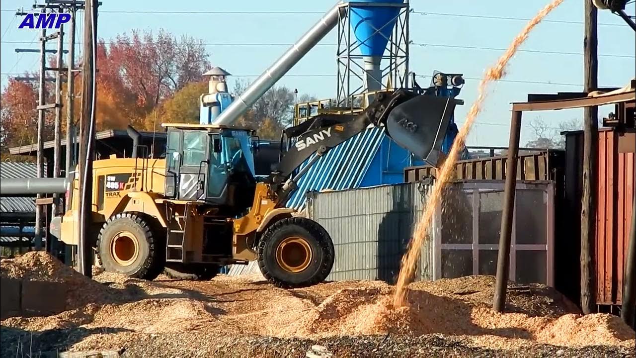 Sany Bucket Loader Loading Wood Chips YouTube