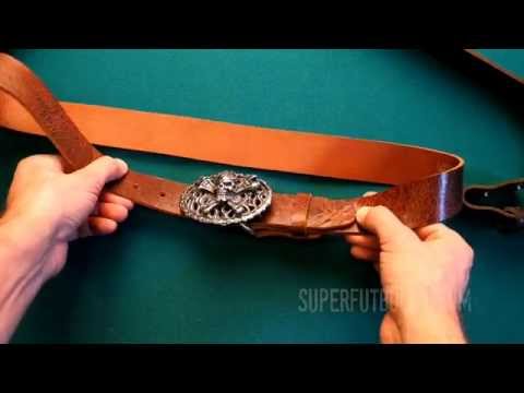 Кожаный пояс, пряжка череп