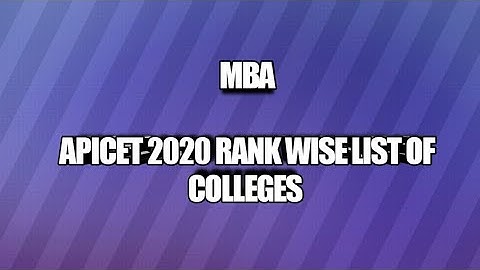 #apicet #apicet2020 APICET 2020 Rank wise colleges list