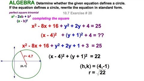 Circles - completing the square / 10.7
