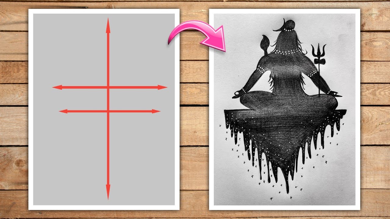 Shiva Shadow Drawing | Easy Trick | How to draw shiva back side ...
