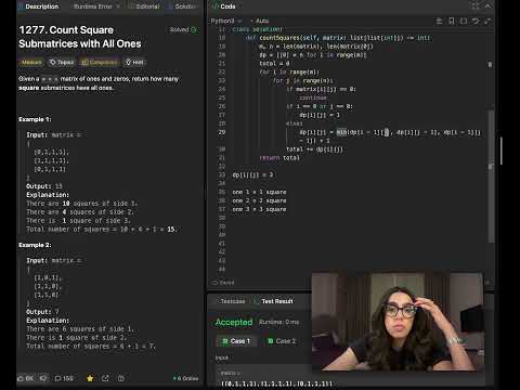 1277. Count Square Submatrices with All Ones
