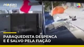 Paraquedista despenca após falha no equipamento e fica preso em fiação elétrica | #PrimeiroImpacto