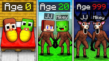 JJ and Mikey : from BIRTH to DEER in 99 Nights Forest in Minecraft ! - Maizen