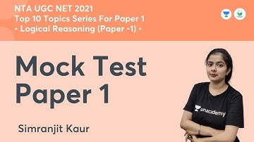 Mock Test Paper 1 | Logical Reasoning | NTA UGC NET JRF 2021 | Simranjit Kaur