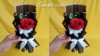 Tutorial cara membuat buket bunga mawar 1 tangkai / DIY single rose / ide hadiah di hari guru