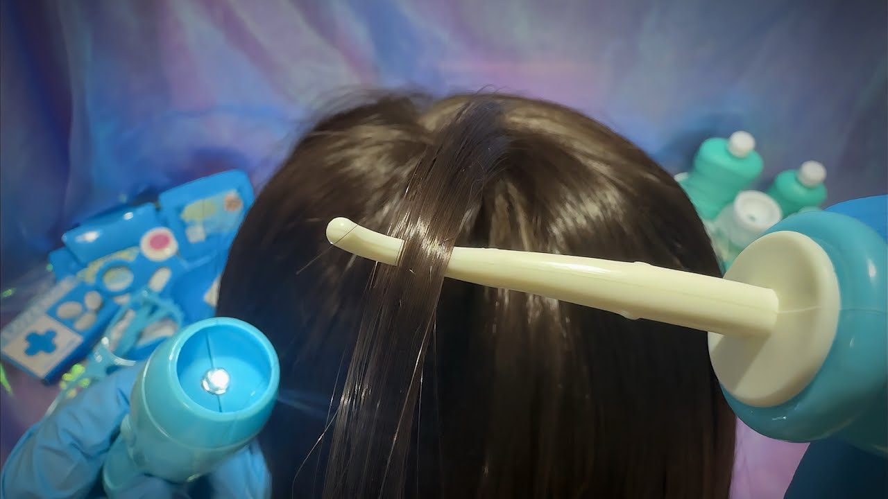【ASMR】おもちゃのお医者さん👩🏼‍⚕️🩺頭皮スケーリングScalp scaling by toy doctor