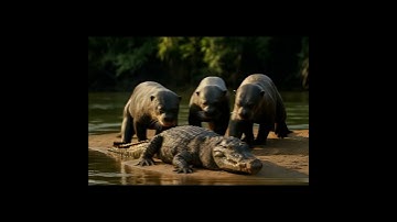 Giant river otter teasing crocodile #wildlifeentertainment #wildlife