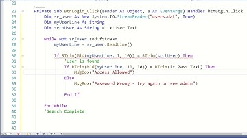 Vb net Login using Linear Search