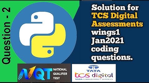 Solution for the TCS Digital Assessment  Wings1 Jan28 Codding Question || TCS Digital || NQT || Code