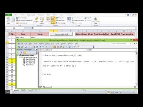 VBA Macro to Delete Rows when conditions are Met - YouTube