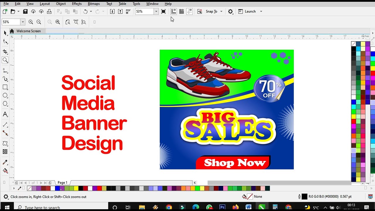 Social Media Sales Banner Design / How to design Banner / CorelDraw ...