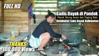 🔴Gadis Dayak Masak Terung Asam dan Daging Babi di Pondok Hutan | Kehidupan Suku Dayak Kalimantan