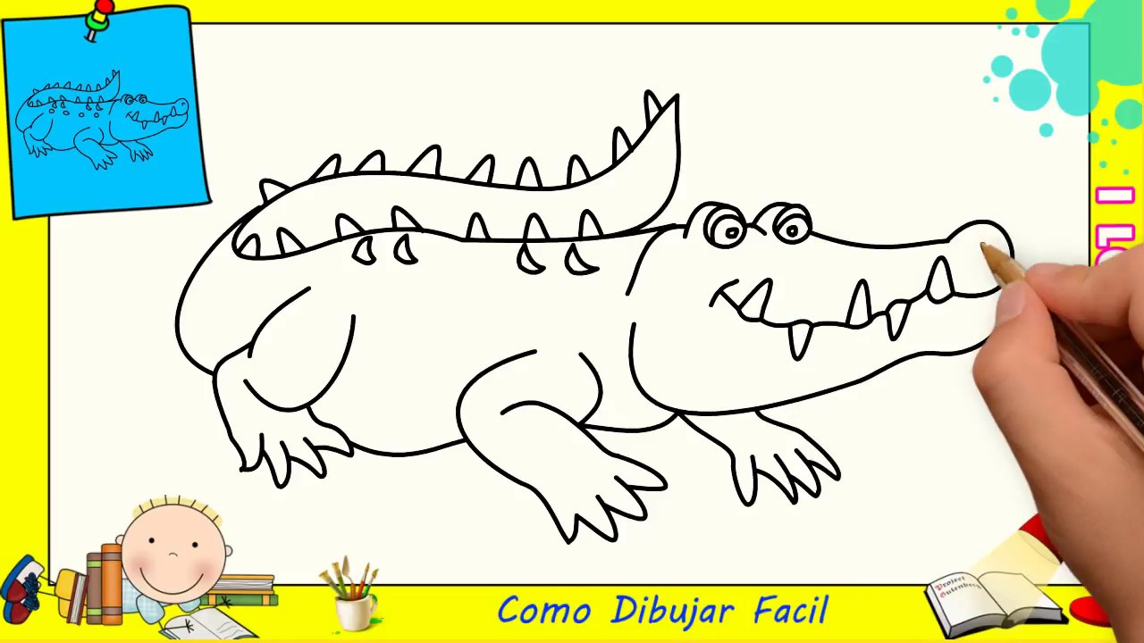 Como dibujar un cocodrilo FACIL paso a paso para niños y principiantes 1 -  YouTube