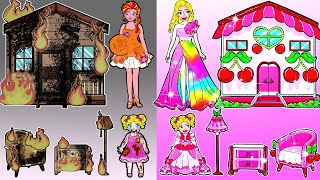 [paper diy] Poor vs Rich Rapunzel Mother and Daughter Family #Rapunzel Compilation 놀이 종이